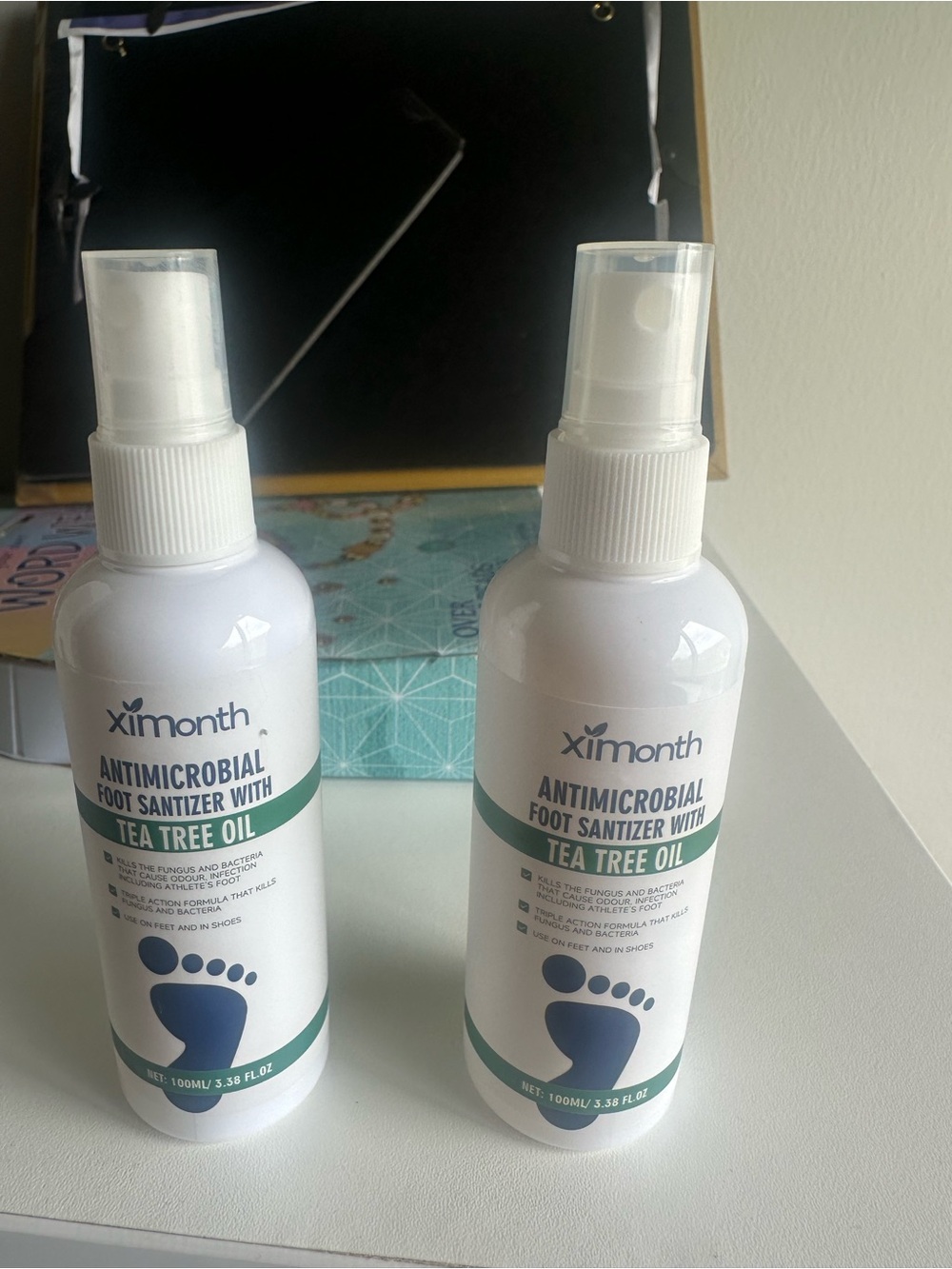 Antimicrobial Foot Sanitizer Spray with Tea Tree Oil — White